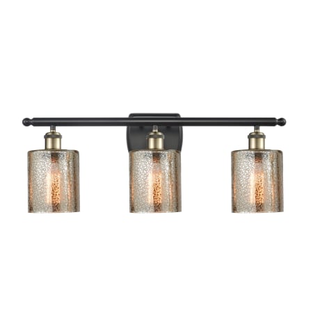 A large image of the Innovations Lighting 516-3W Cobbleskill Black Antique Brass / Mercury