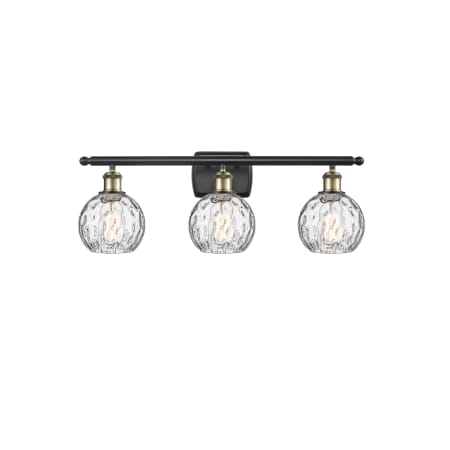 A large image of the Innovations Lighting 516-3W-11-26 Athens Vanity Black Antique Brass / Clear Water Glass