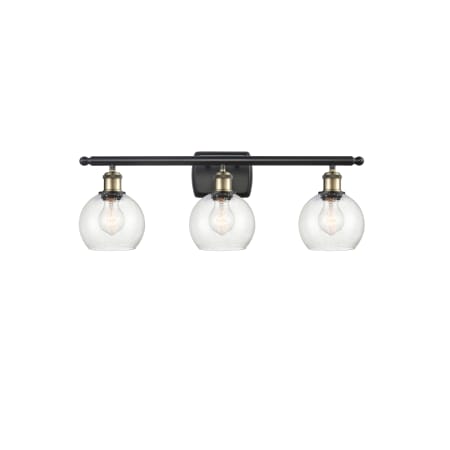 A large image of the Innovations Lighting 516-3W-10-26 Athens Vanity Black Antique Brass / Seedy