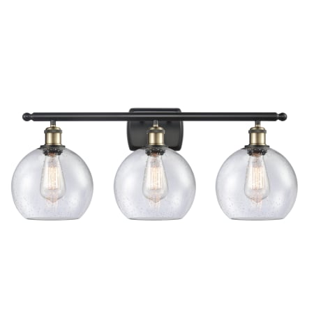 A large image of the Innovations Lighting 516-3W-13-26 Athens Vanity Black Antique Brass / Seedy