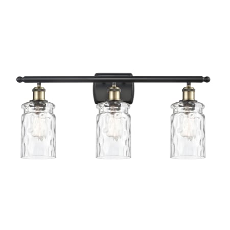 A large image of the Innovations Lighting 516-3W Candor Black Antique Brass / Clear Waterglass