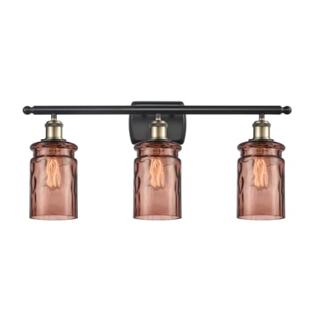 A large image of the Innovations Lighting 516-3W Candor Black Antique Brass / Toffee Waterglass