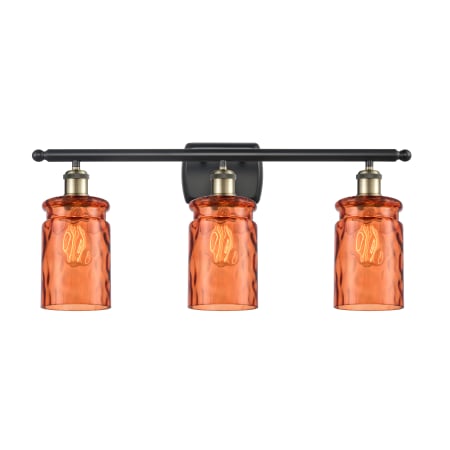 A large image of the Innovations Lighting 516-3W Candor Black Antique Brass / Turmeric Waterglass