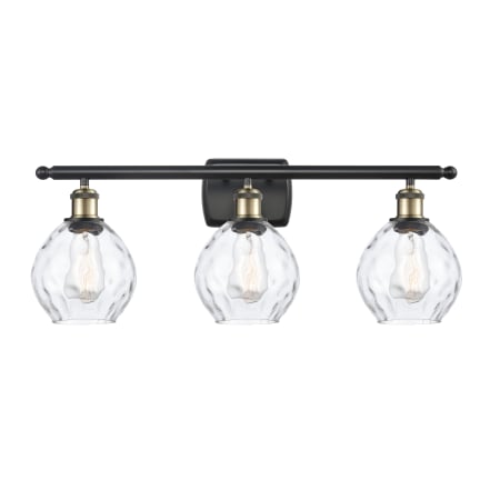 A large image of the Innovations Lighting 516-3W Small Waverly Black Antique Brass / Clear