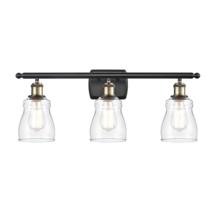A large image of the Innovations Lighting 516-3W Ellery Black Antique Brass / Clear