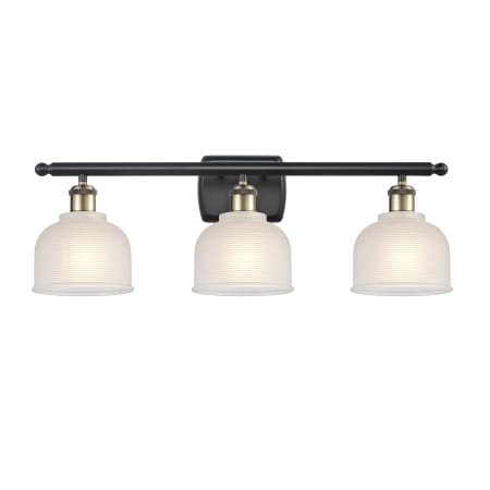 A large image of the Innovations Lighting 516-3W Dayton Black Antique Brass / White