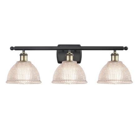 A large image of the Innovations Lighting 516-3W Arietta Black Antique Brass / Clear