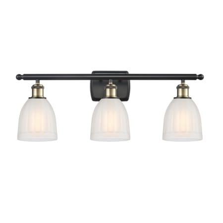 A large image of the Innovations Lighting 516-3W Brookfield Black Antique Brass / White