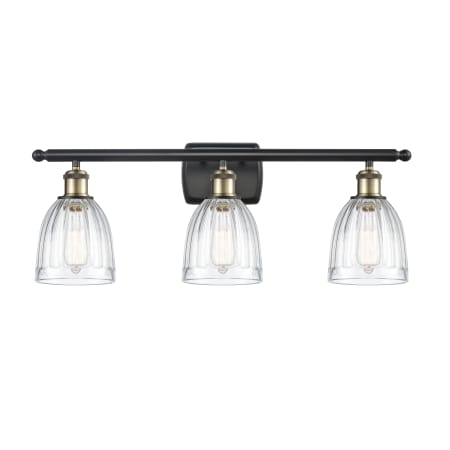 A large image of the Innovations Lighting 516-3W Brookfield Black Antique Brass / Clear