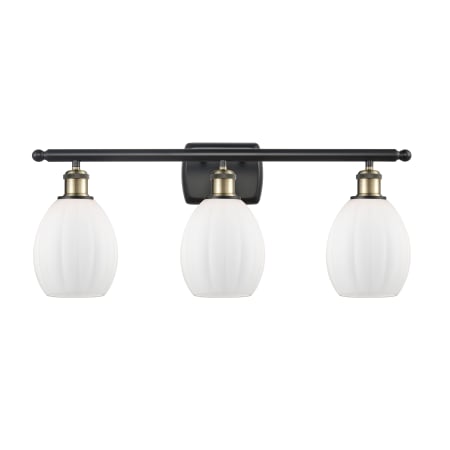 A large image of the Innovations Lighting 516-3W Eaton Black Antique Brass / Matte White