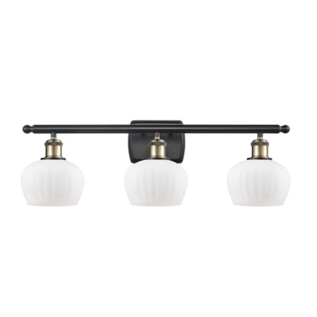A large image of the Innovations Lighting 516-3W Fenton Black Antique Brass / Matte White