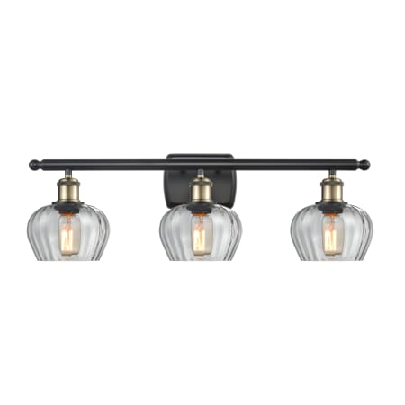 A large image of the Innovations Lighting 516-3W Fenton Black Antique Brass / Clear
