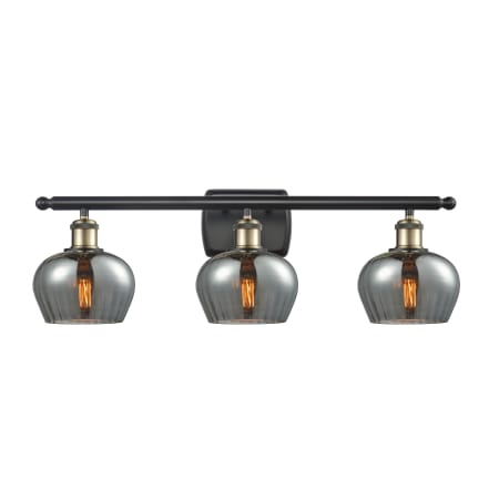 A large image of the Innovations Lighting 516-3W Fenton Black Antique Brass / Plated Smoke