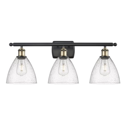 A large image of the Innovations Lighting 516-3W-12-28 Bristol Vanity Black Antique Brass / Seedy