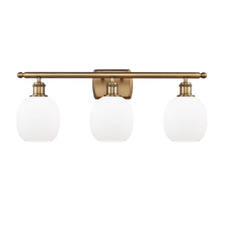 A large image of the Innovations Lighting 516-3W Belfast Brushed Brass / Matte White