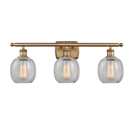 A large image of the Innovations Lighting 516-3W Belfast Brushed Brass / Clear Crackle