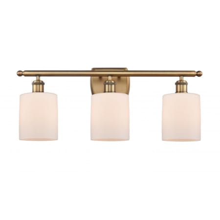 A large image of the Innovations Lighting 516-3W Cobbleskill Brushed Brass / Matte White