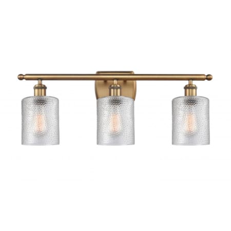 A large image of the Innovations Lighting 516-3W Cobbleskill Brushed Brass / Clear