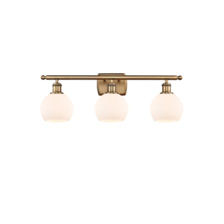 A large image of the Innovations Lighting 516-3W-9-26 Athens Vanity Brushed Brass / Matte White