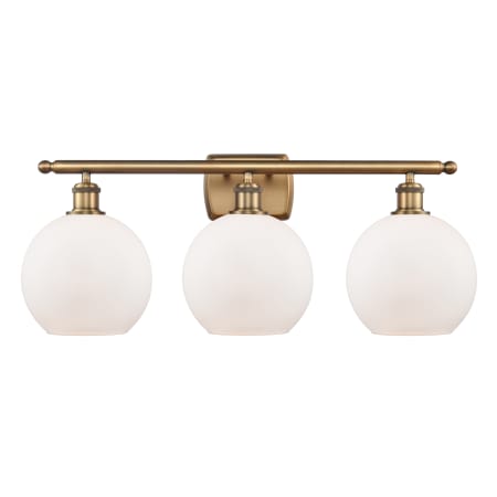 A large image of the Innovations Lighting 516-3W-13-26 Athens Vanity Brushed Brass / Matte White