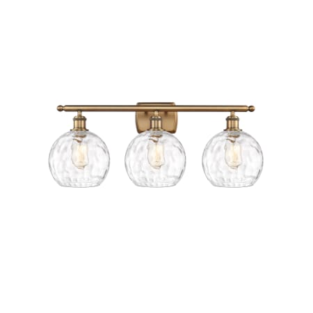 A large image of the Innovations Lighting 516-3W-13-26 Athens Vanity Brushed Brass / Clear Water Glass