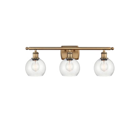 A large image of the Innovations Lighting 516-3W-9-26 Athens Vanity Brushed Brass / Seedy