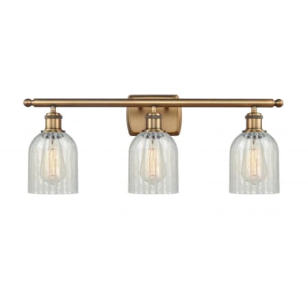 A large image of the Innovations Lighting 516-3W Caledonia Brushed Brass / Mouchette