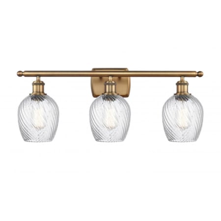 A large image of the Innovations Lighting 516-3W Salina Brushed Brass / Clear Spiral Fluted