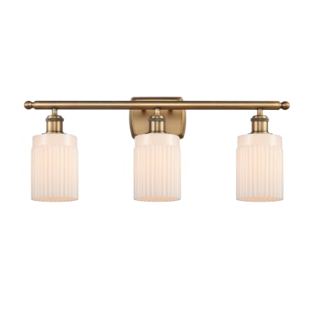 A large image of the Innovations Lighting 516-3W Hadley Brushed Brass / Matte White