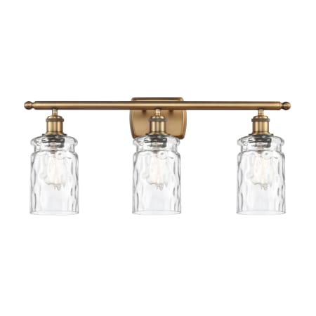 A large image of the Innovations Lighting 516-3W Candor Brushed Brass / Clear Waterglass