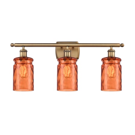 A large image of the Innovations Lighting 516-3W Candor Brushed Brass / Turmeric Waterglass