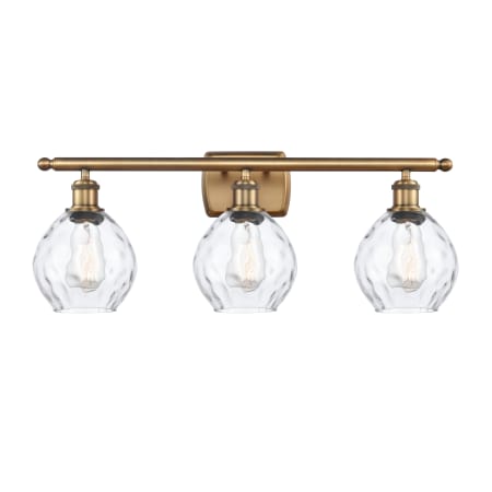 A large image of the Innovations Lighting 516-3W Small Waverly Brushed Brass / Clear