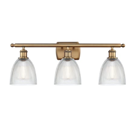 A large image of the Innovations Lighting 516-3W Castile Brushed Brass / Clear