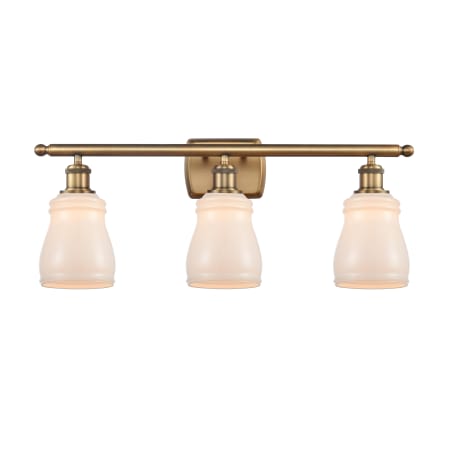 A large image of the Innovations Lighting 516-3W Ellery Brushed Brass / White