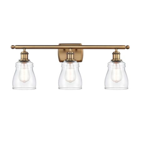 A large image of the Innovations Lighting 516-3W Ellery Brushed Brass / Clear
