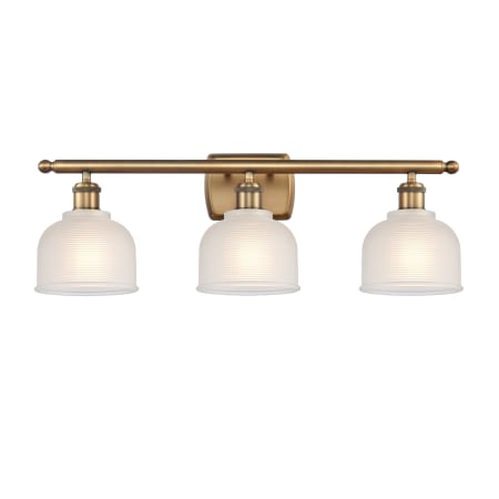 A large image of the Innovations Lighting 516-3W Dayton Brushed Brass / White