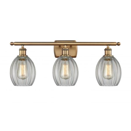 A large image of the Innovations Lighting 516-3W Eaton Brushed Brass / Clear