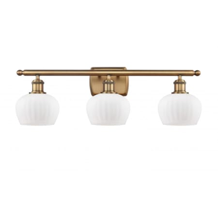 A large image of the Innovations Lighting 516-3W Fenton Brushed Brass / Matte White