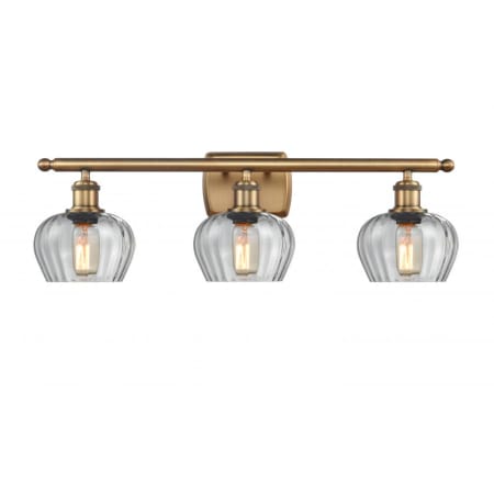 A large image of the Innovations Lighting 516-3W Fenton Brushed Brass / Clear