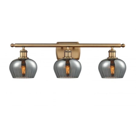 A large image of the Innovations Lighting 516-3W Fenton Brushed Brass / Plated Smoke