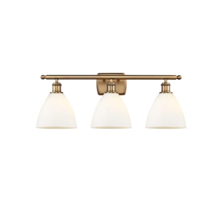 A large image of the Innovations Lighting 516-3W-11-28 Bristol Vanity Brushed Brass / Matte White