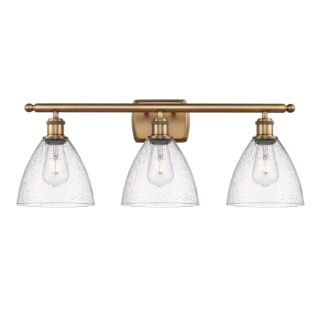 A large image of the Innovations Lighting 516-3W-11-28 Bristol Vanity Brushed Brass / Seedy