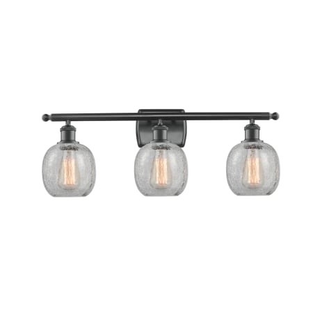 A large image of the Innovations Lighting 516-3W Belfast Matte Black / Clear Crackle