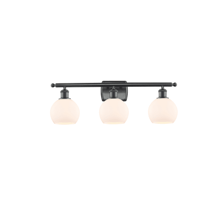 A large image of the Innovations Lighting 516-3W-9-26 Athens Vanity Matte Black / Matte White