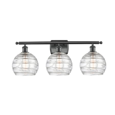 A large image of the Innovations Lighting 516-3W Deco Swirl Matte Black / Clear