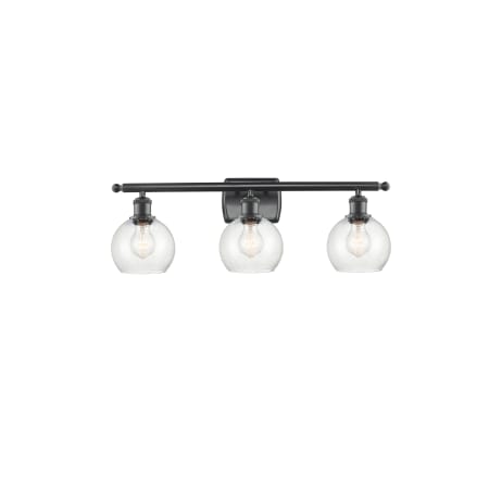 A large image of the Innovations Lighting 516-3W-9-26 Athens Vanity Matte Black / Seedy