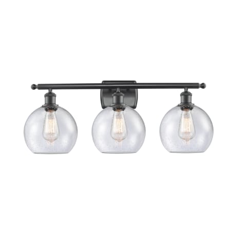 A large image of the Innovations Lighting 516-3W-13-26 Athens Vanity Matte Black / Seedy