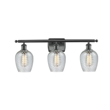 A large image of the Innovations Lighting 516-3W Salina Matte Black / Clear Fluted