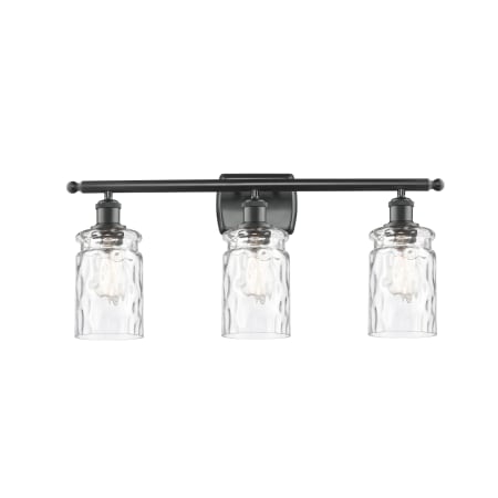 A large image of the Innovations Lighting 516-3W Candor Matte Black / Clear Waterglass