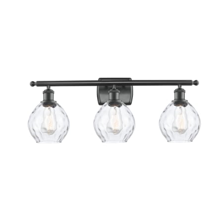 A large image of the Innovations Lighting 516-3W Small Waverly Matte Black / Clear